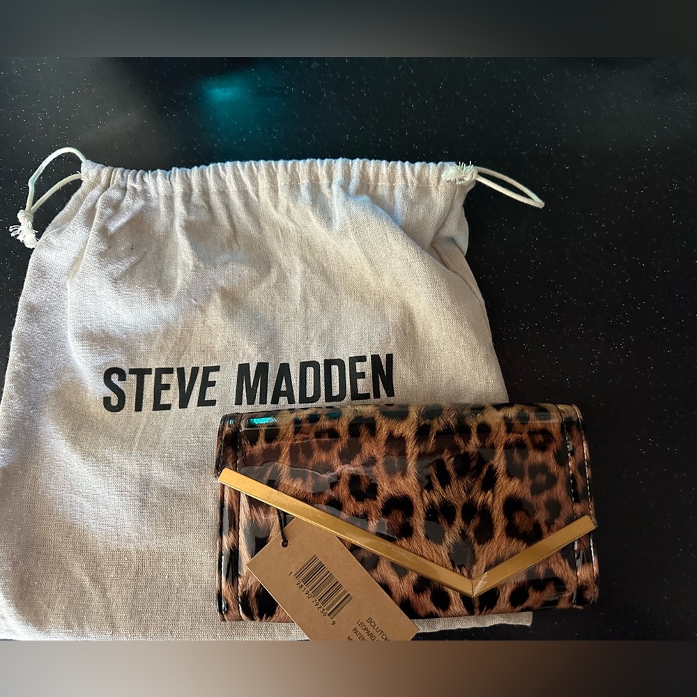 Steve Madden Leopard and Gold Accent Handbag